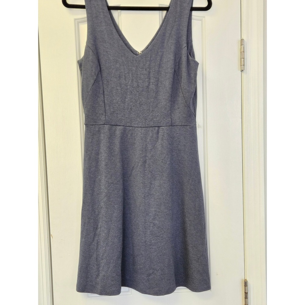 Dalia Blue Heathered V-Neck Sleeveless Fit and Flare Jersey Dress M Minimalist